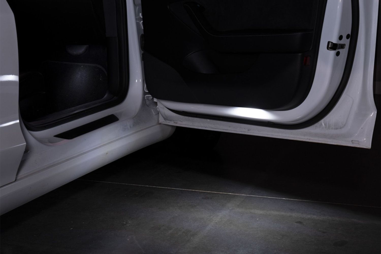 Tesla Model S with FORM LED Door Lights installed.