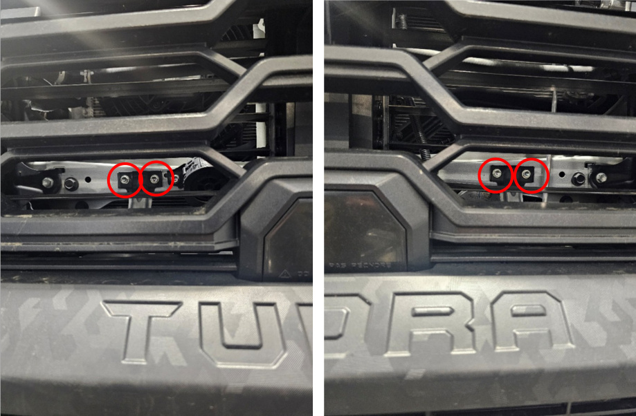 Four mid bumper support bolts marked behind the grille